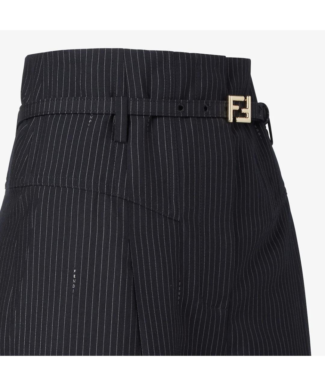 FENDI Темно-синие шерстяные брюки широкие, фото 3