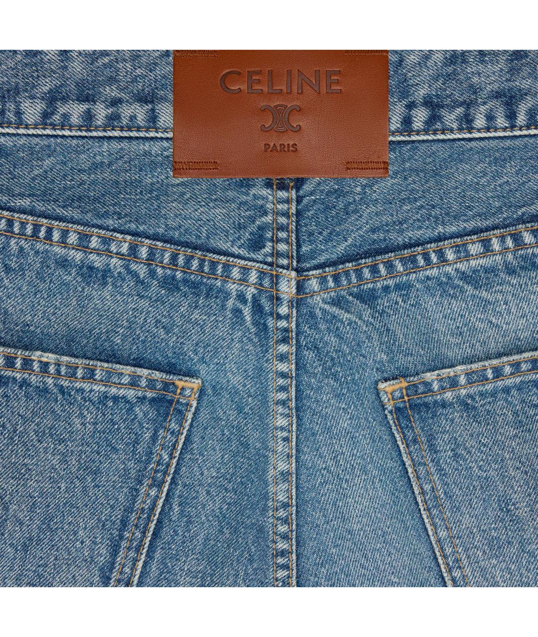 CELINE Синие хлопковые прямые джинсы, фото 3