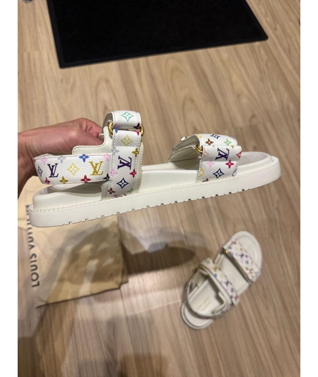 LOUIS VUITTON Белые кожаные сандалии, фото 9