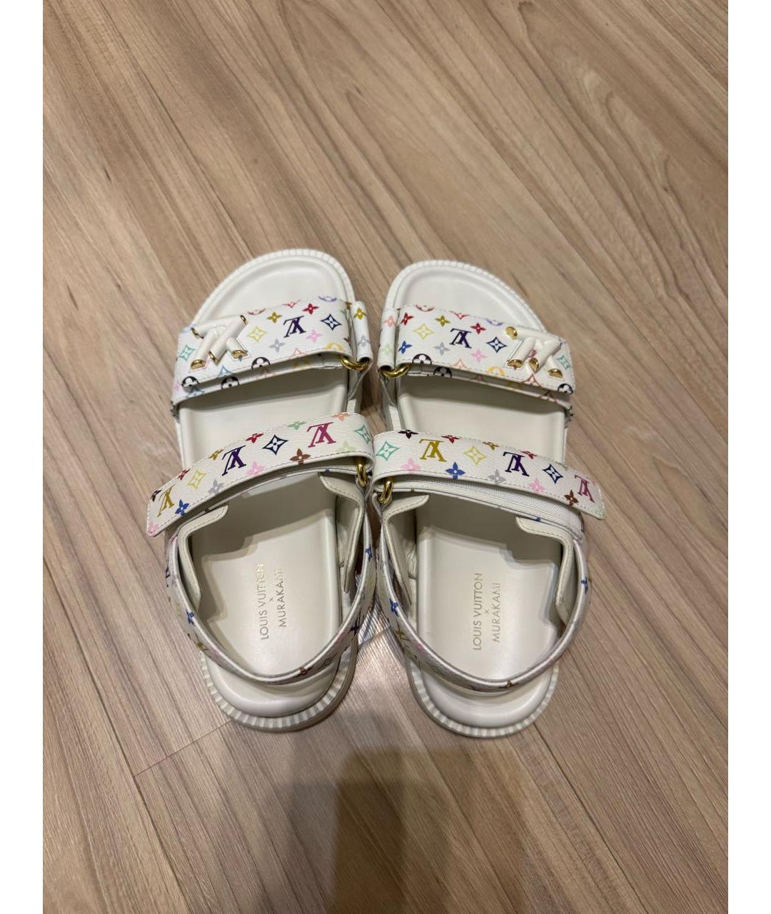 LOUIS VUITTON Белые кожаные сандалии, фото 3