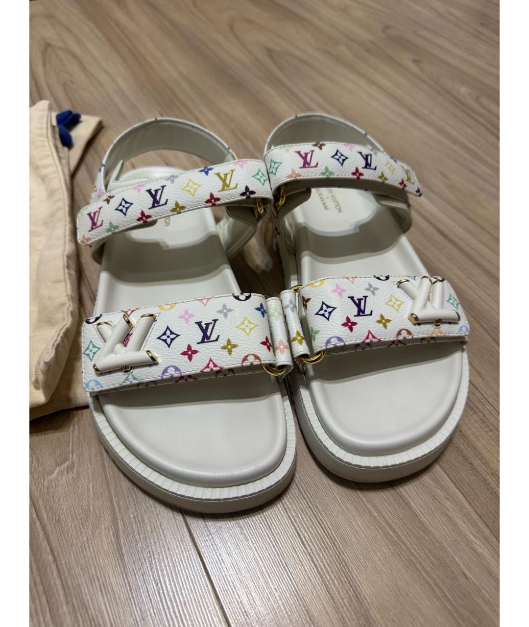 LOUIS VUITTON Белые кожаные сандалии, фото 2