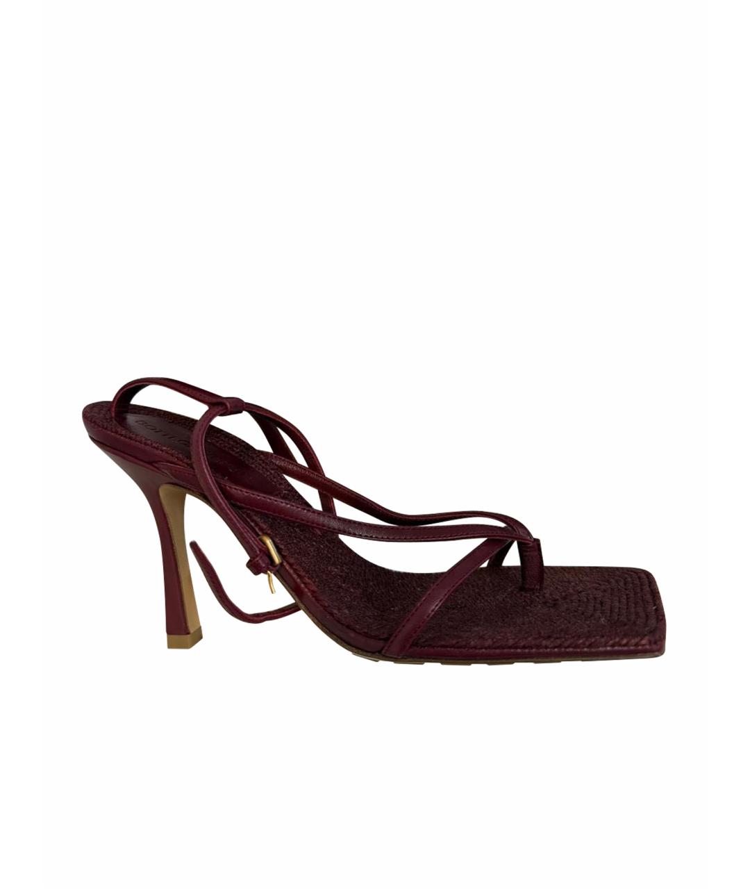 BOTTEGA VENETA Бордовые кожаные босоножки, фото 1