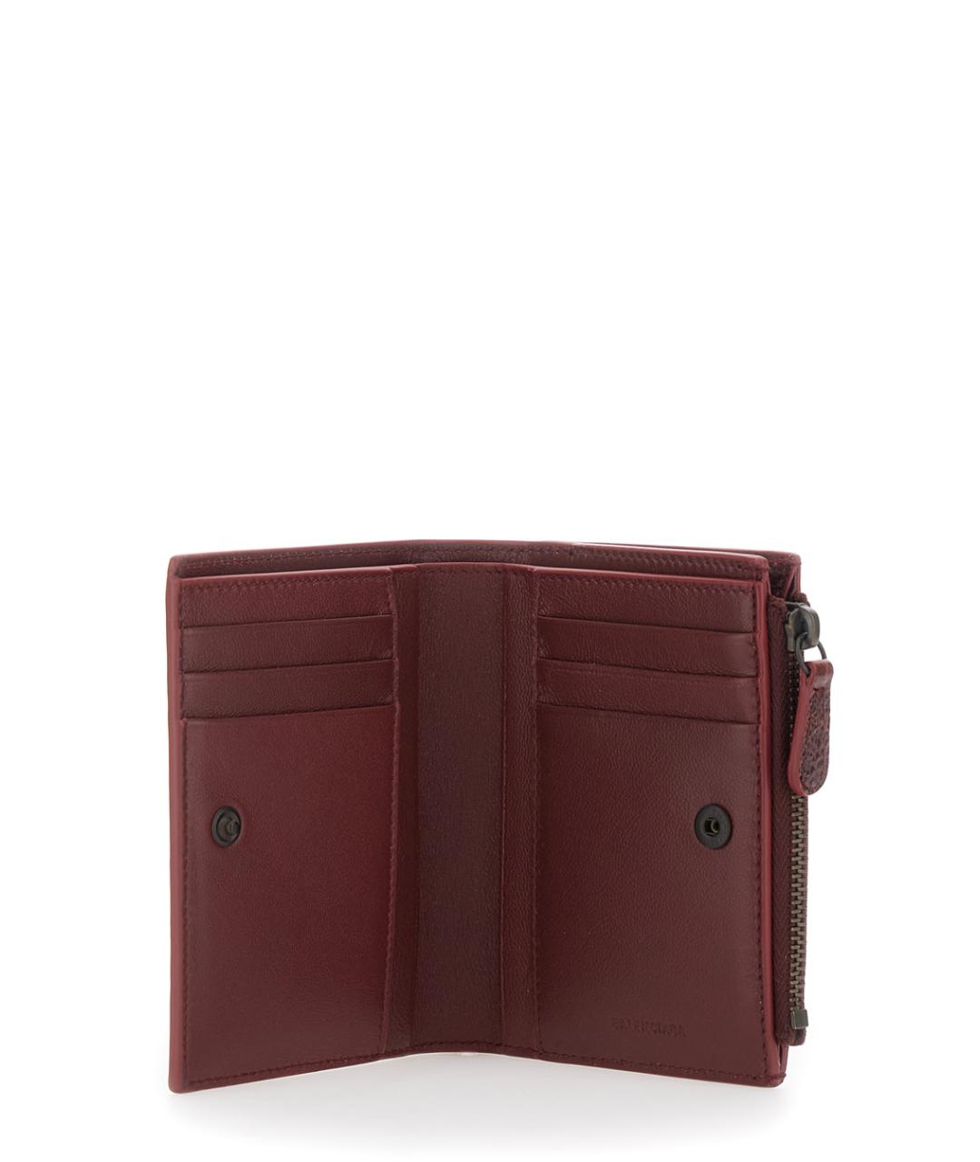 BALENCIAGA Бордовый кожаный кошелек, фото 3