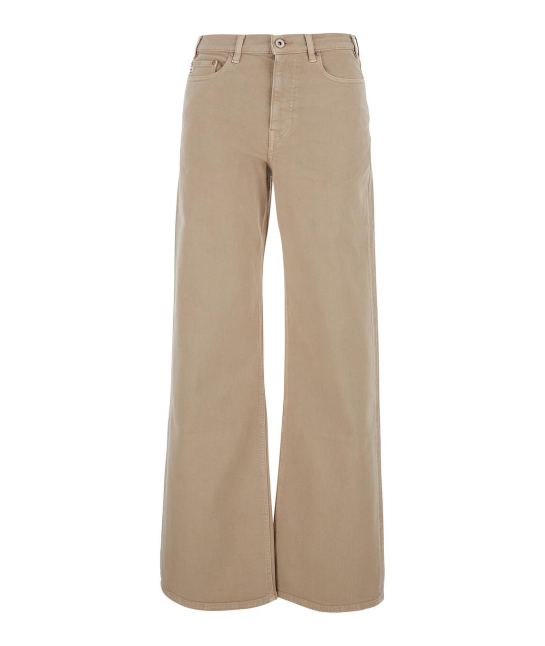 AG JEANS Бежевые хлопковые прямые джинсы, фото 1
