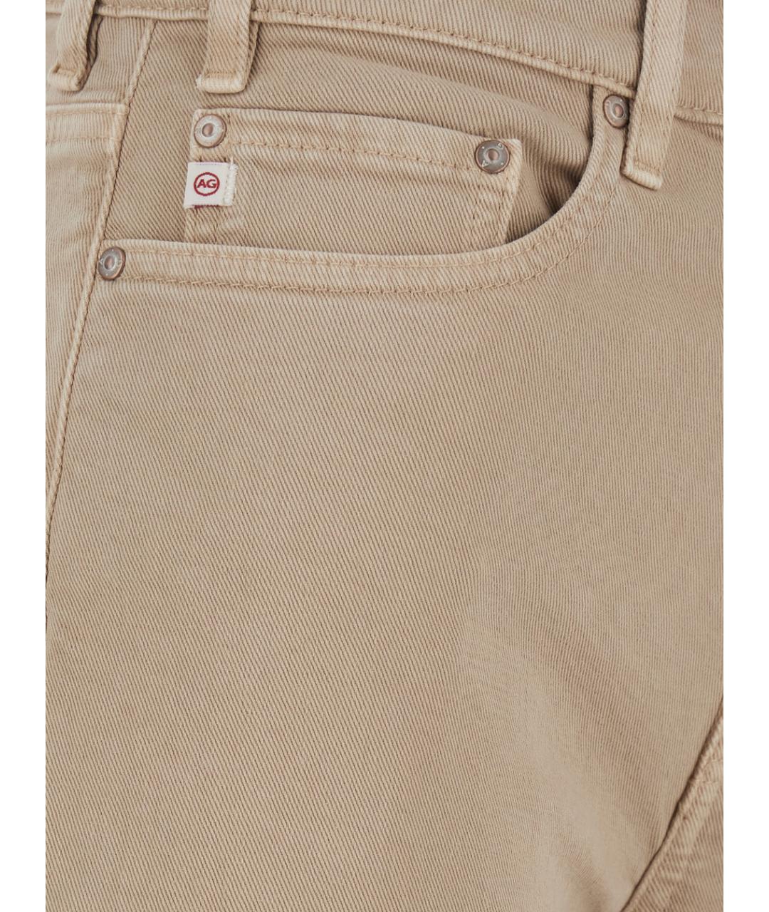 AG JEANS Бежевые хлопковые прямые джинсы, фото 3