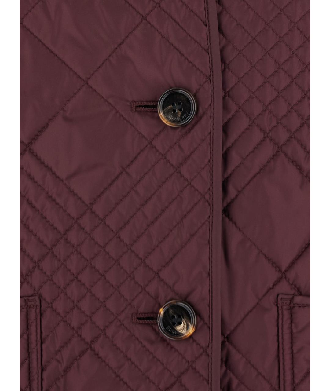 BURBERRY Бордовая полиамидовая куртка, фото 3