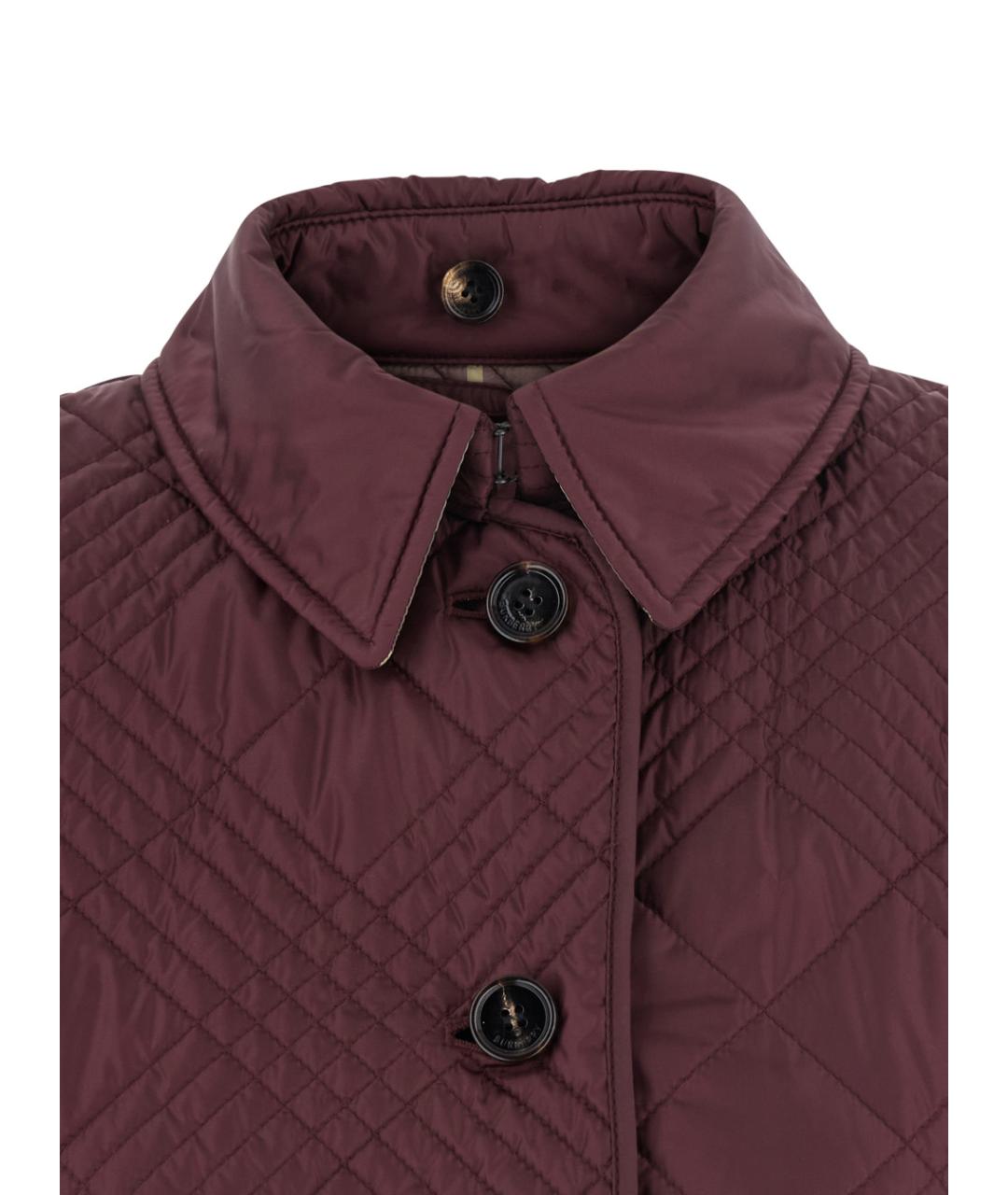 BURBERRY Бордовая полиамидовая куртка, фото 4