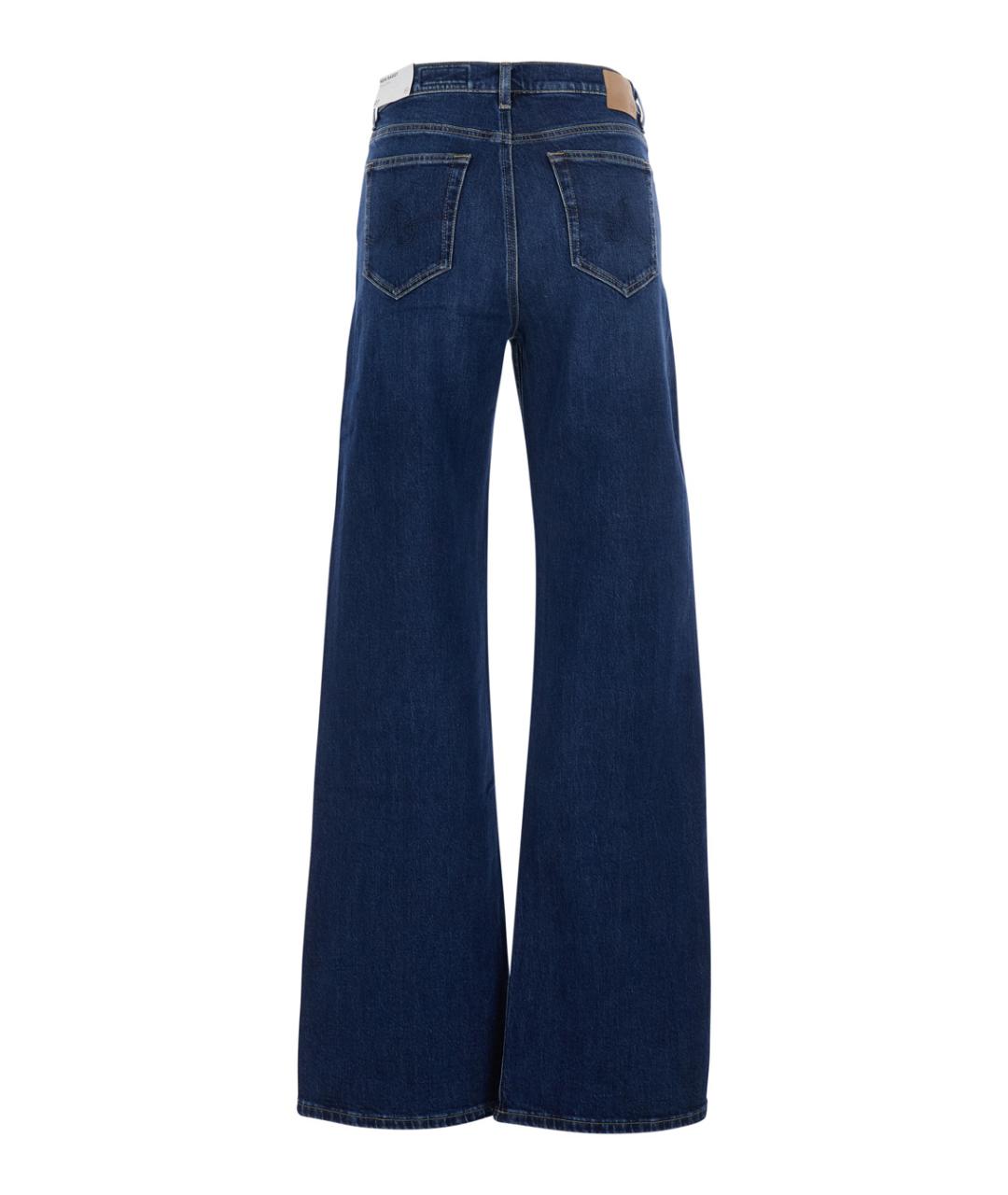 AG JEANS Синие хлопковые прямые джинсы, фото 2