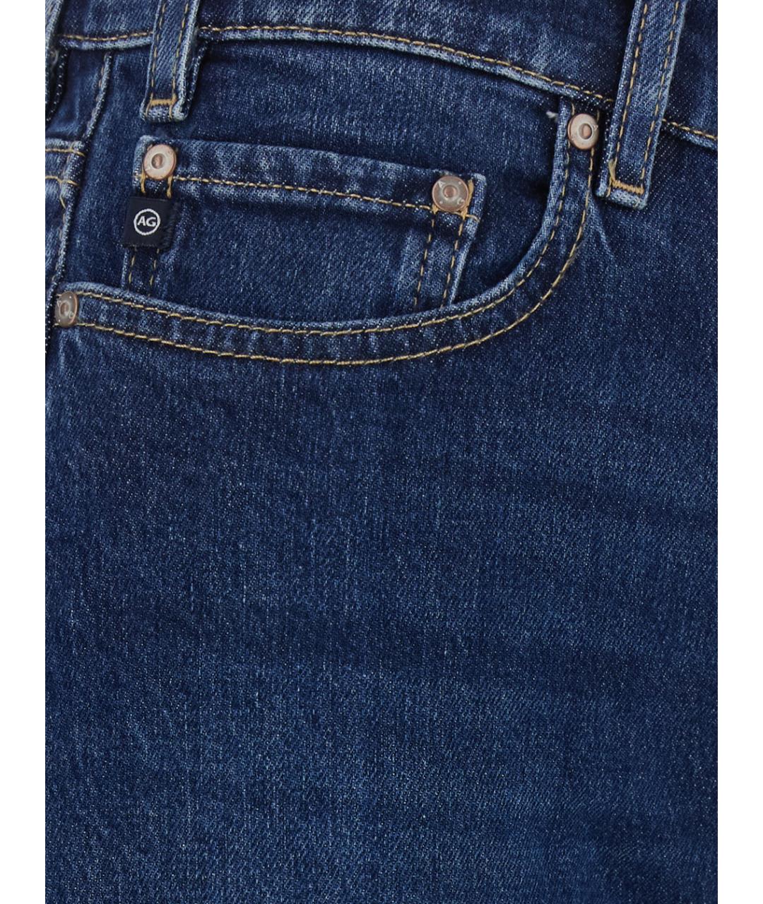 AG JEANS Синие хлопковые прямые джинсы, фото 3
