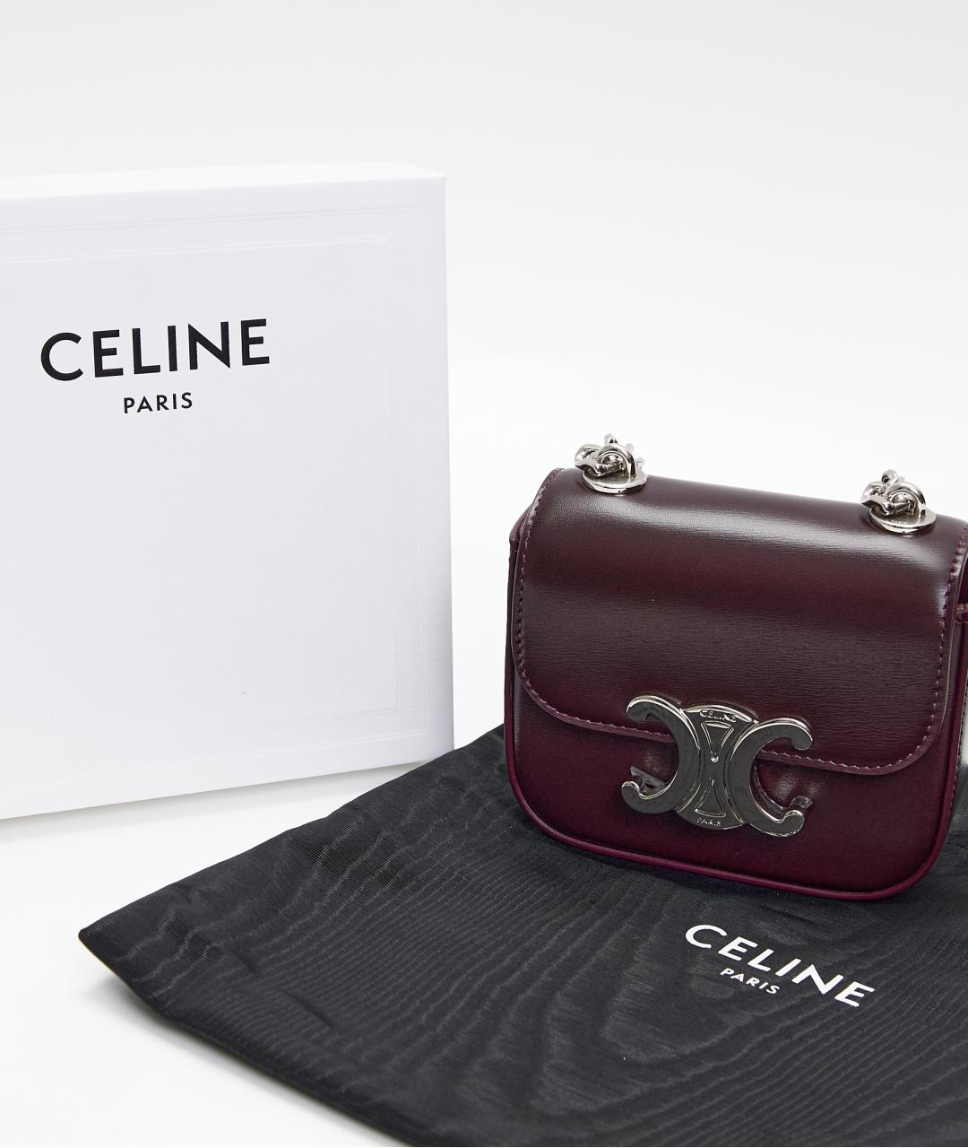 CELINE Бордовая кожаная сумка через плечо, фото 6