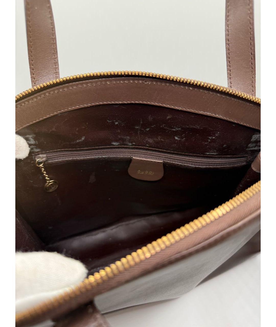 GUCCI Коричневая кожаная сумка с короткими ручками, фото 7