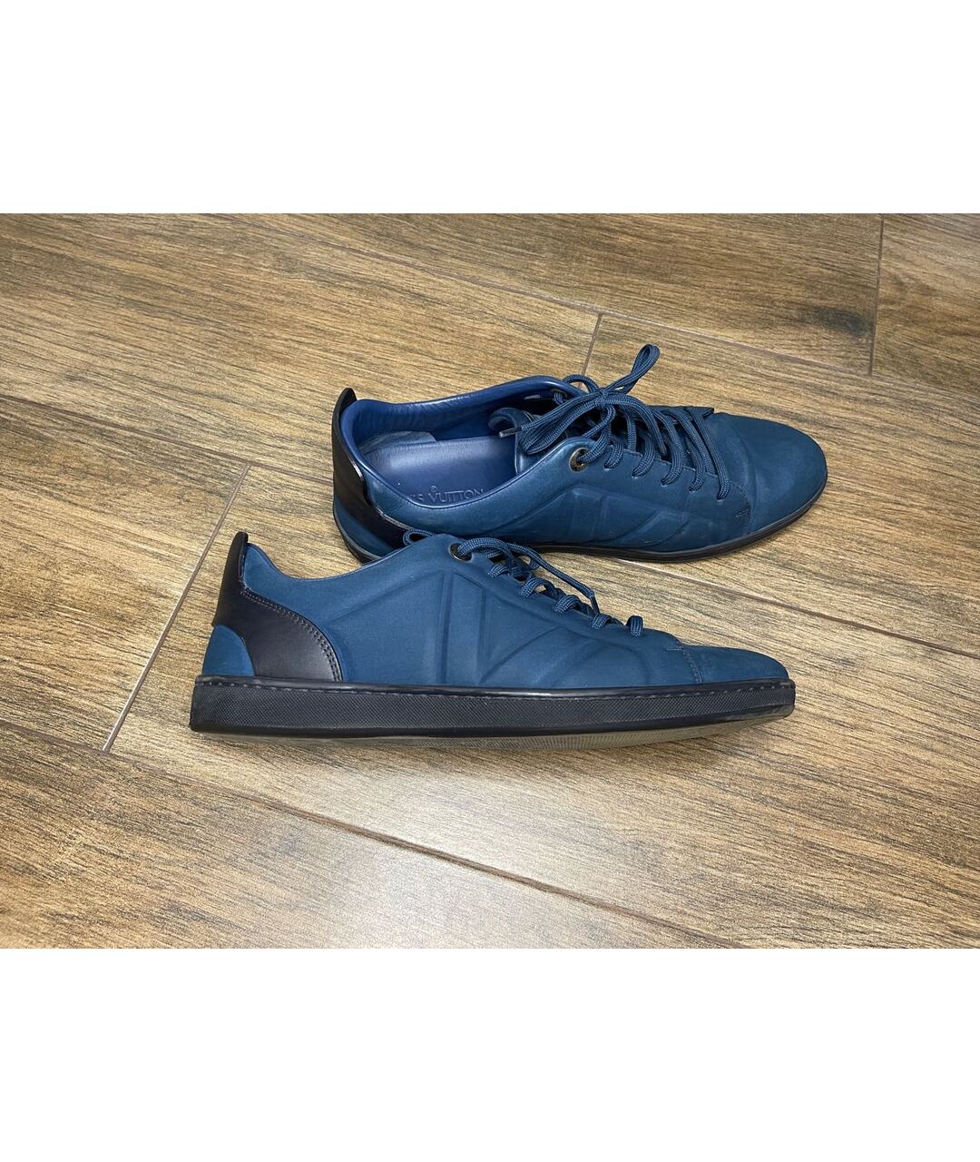 LOUIS VUITTON PRE-OWNED Темно-синие кожаные низкие кроссовки / кеды, фото 6