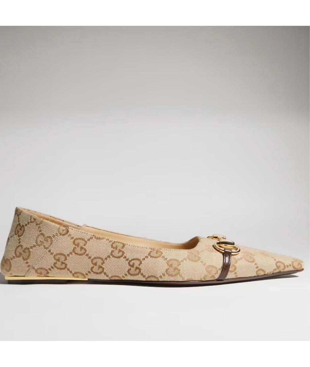 GUCCI Коричневые текстильные балетки, фото 6