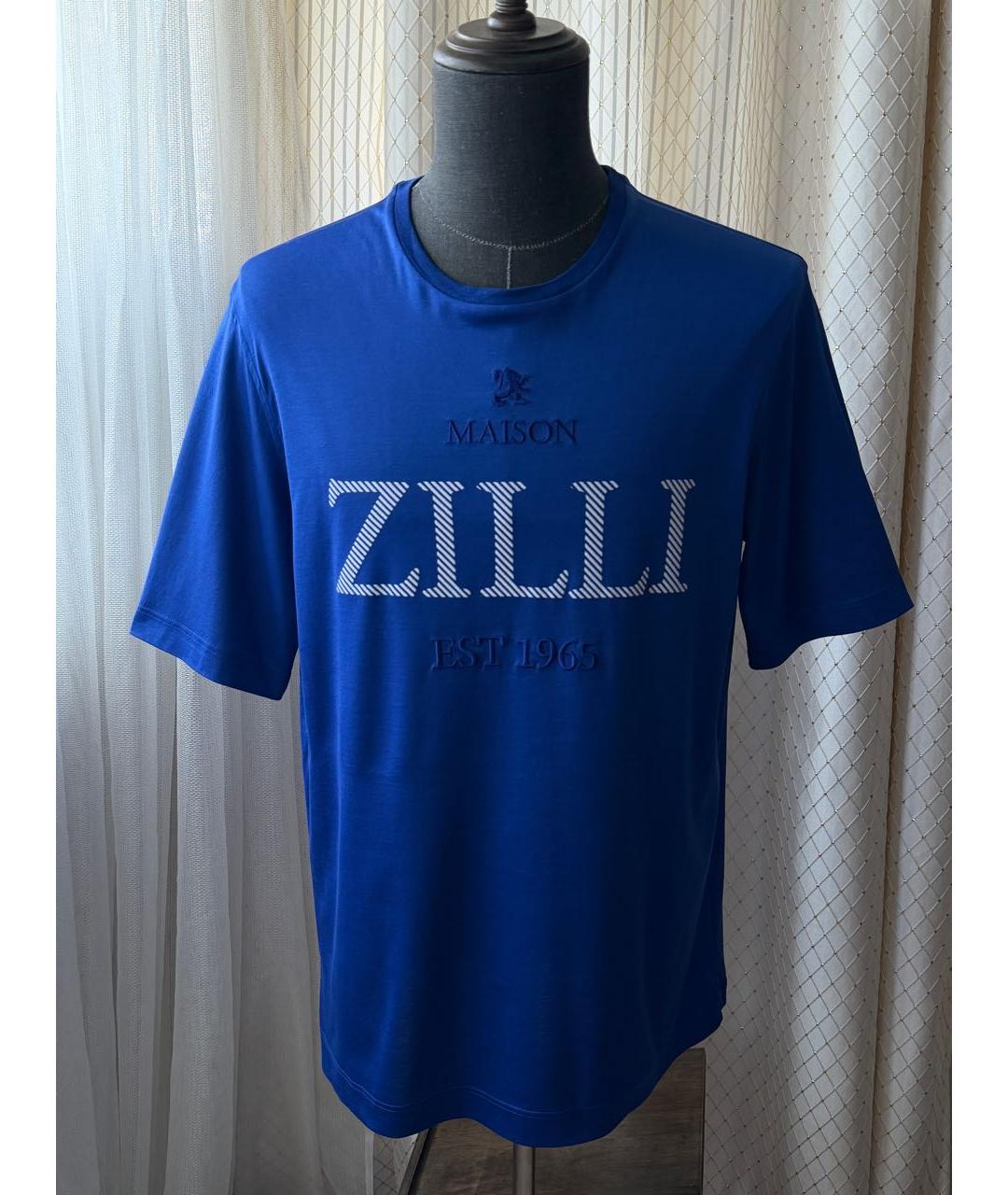 ZILLI Синяя хлопковая футболка, фото 7
