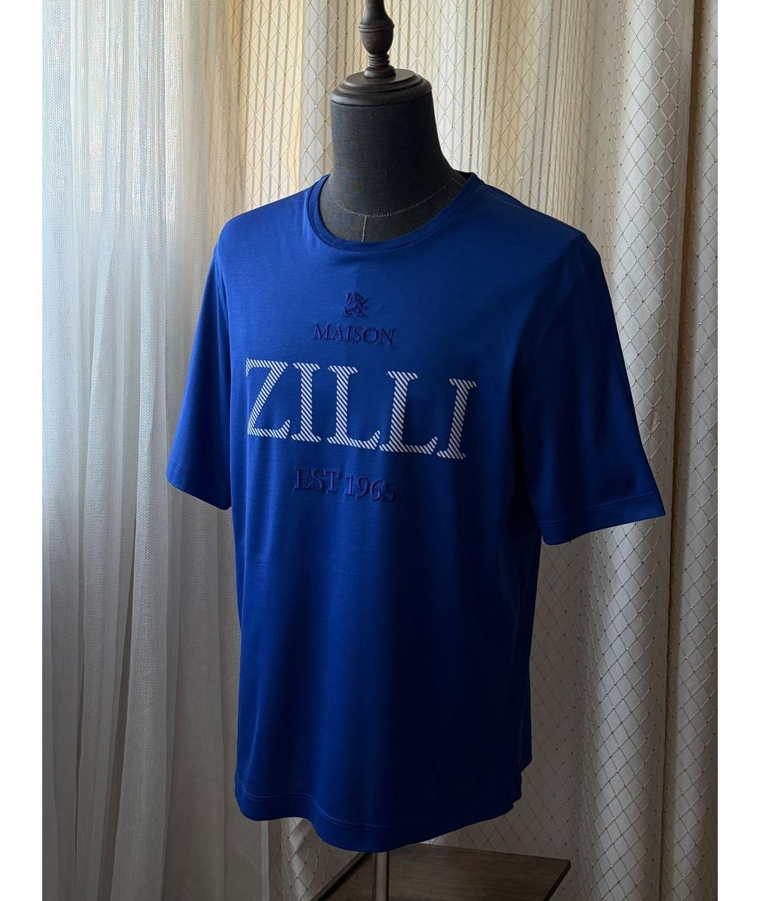 ZILLI Синяя хлопковая футболка, фото 8