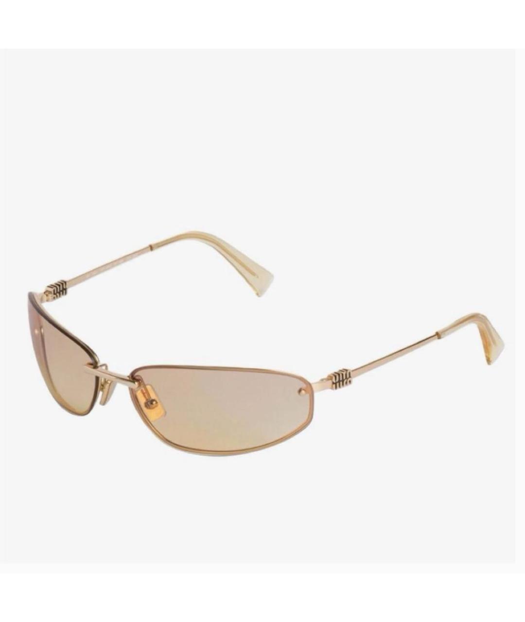 MIU MIU Золотые металлические солнцезащитные очки, фото 2