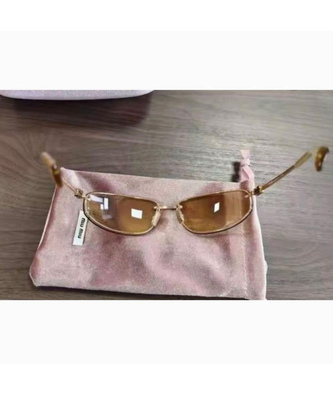 MIU MIU Золотые металлические солнцезащитные очки, фото 6
