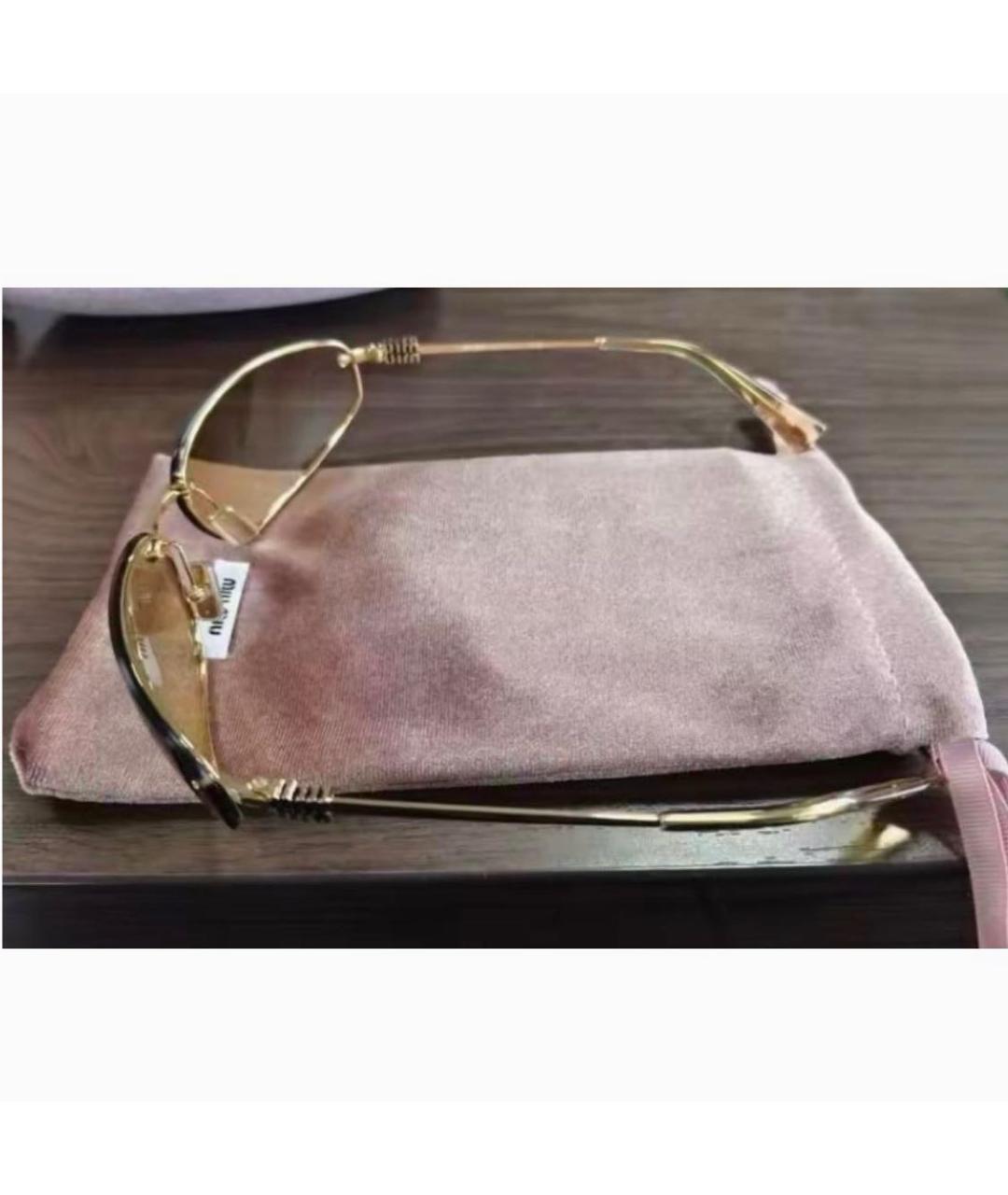 MIU MIU Золотые металлические солнцезащитные очки, фото 7
