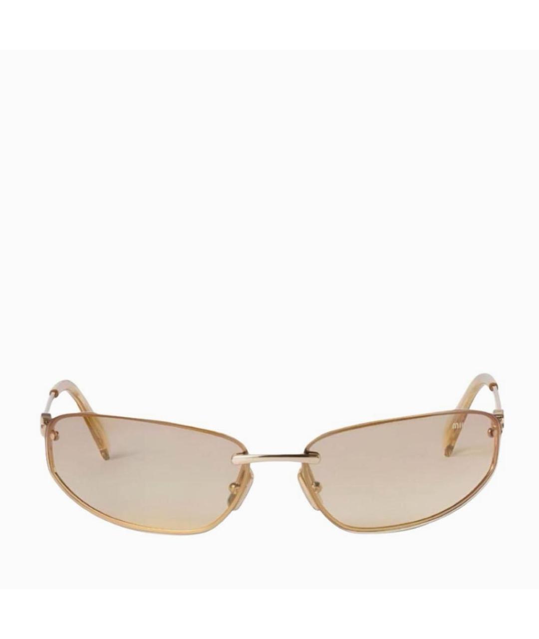 MIU MIU Золотые металлические солнцезащитные очки, фото 9