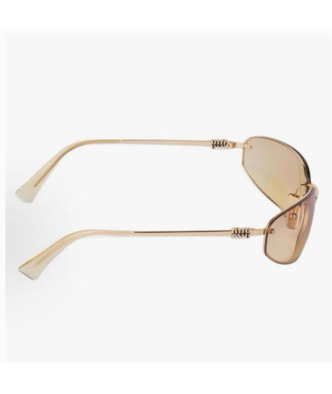 MIU MIU Золотые металлические солнцезащитные очки, фото 3