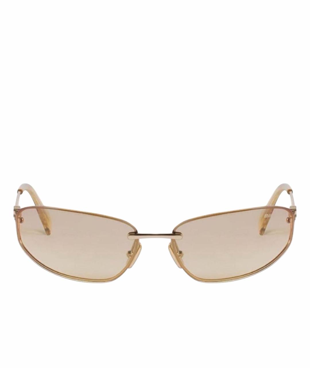 MIU MIU Золотые металлические солнцезащитные очки, фото 1