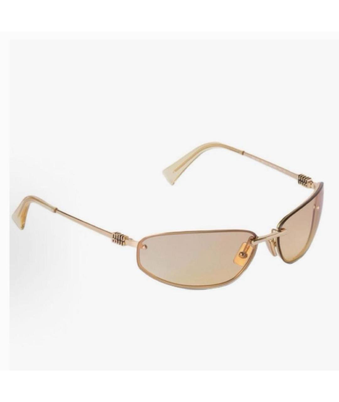 MIU MIU Золотые металлические солнцезащитные очки, фото 4
