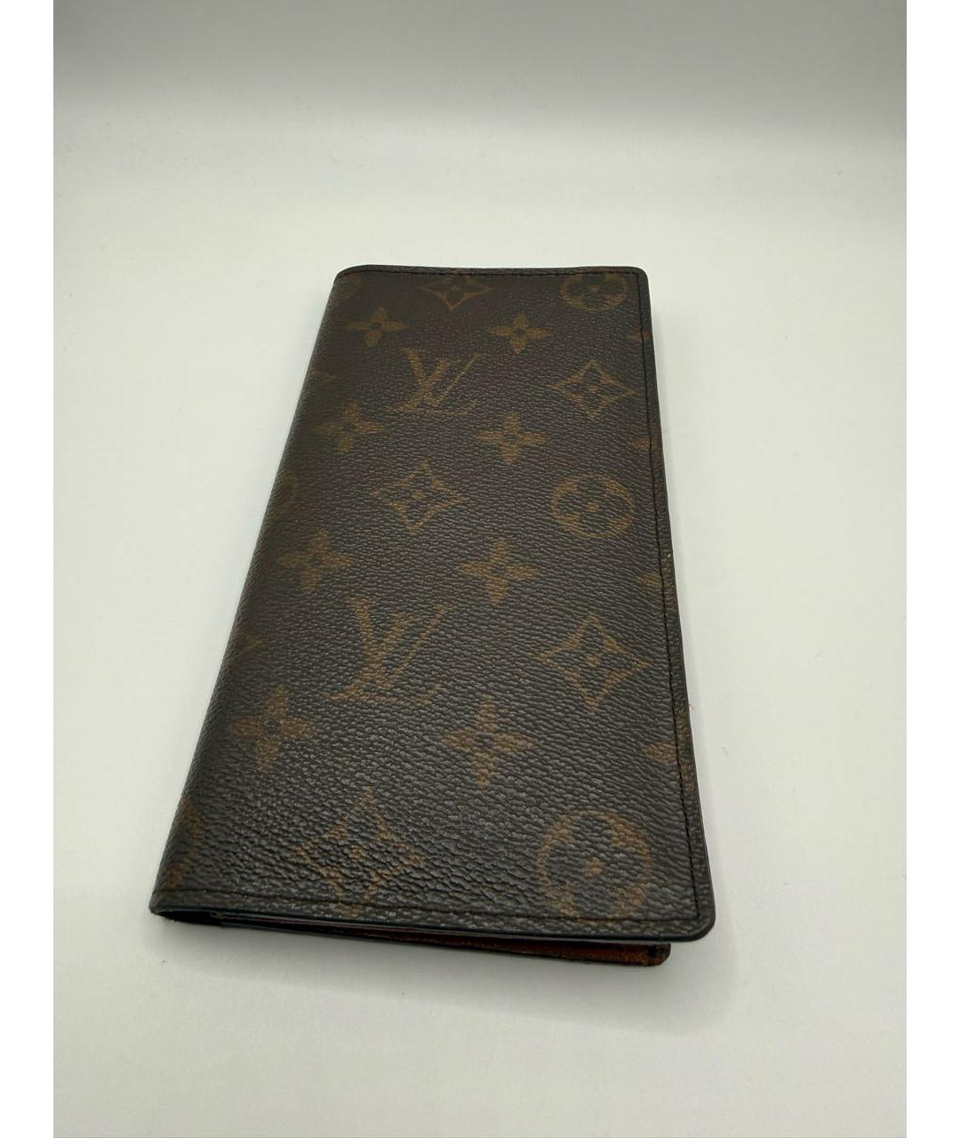 LOUIS VUITTON Коричневый кожаный кошелек, фото 3