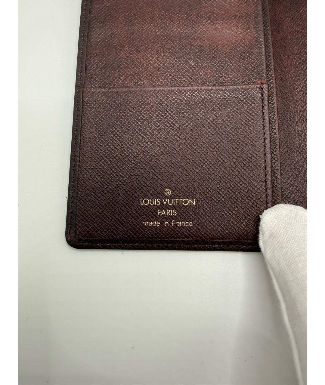 LOUIS VUITTON Бордовый кожаный кошелек, фото 5