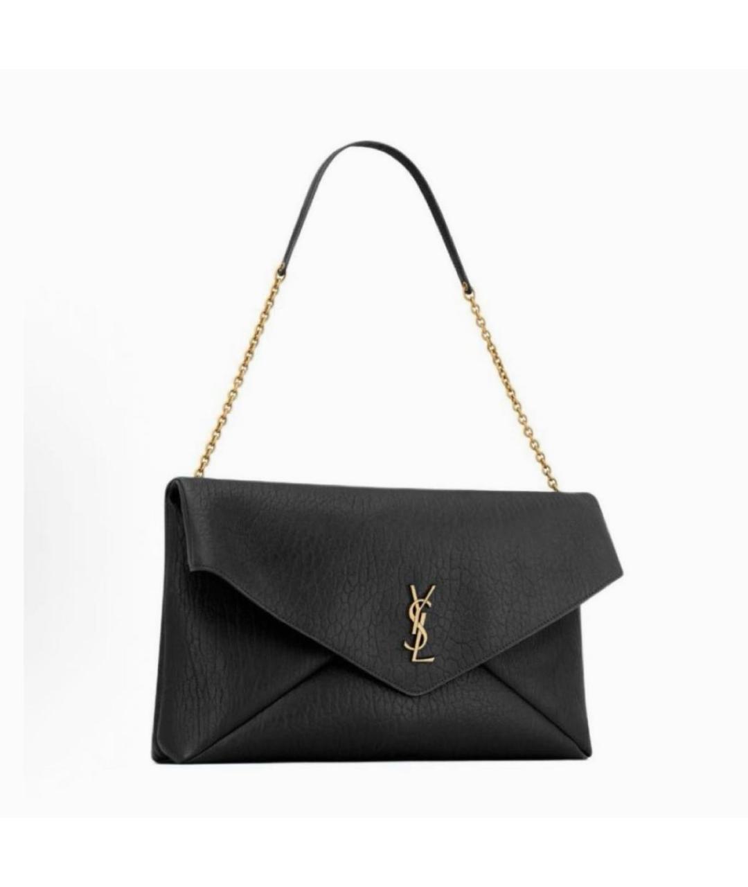 SAINT LAURENT Черная кожаная сумка через плечо, фото 2