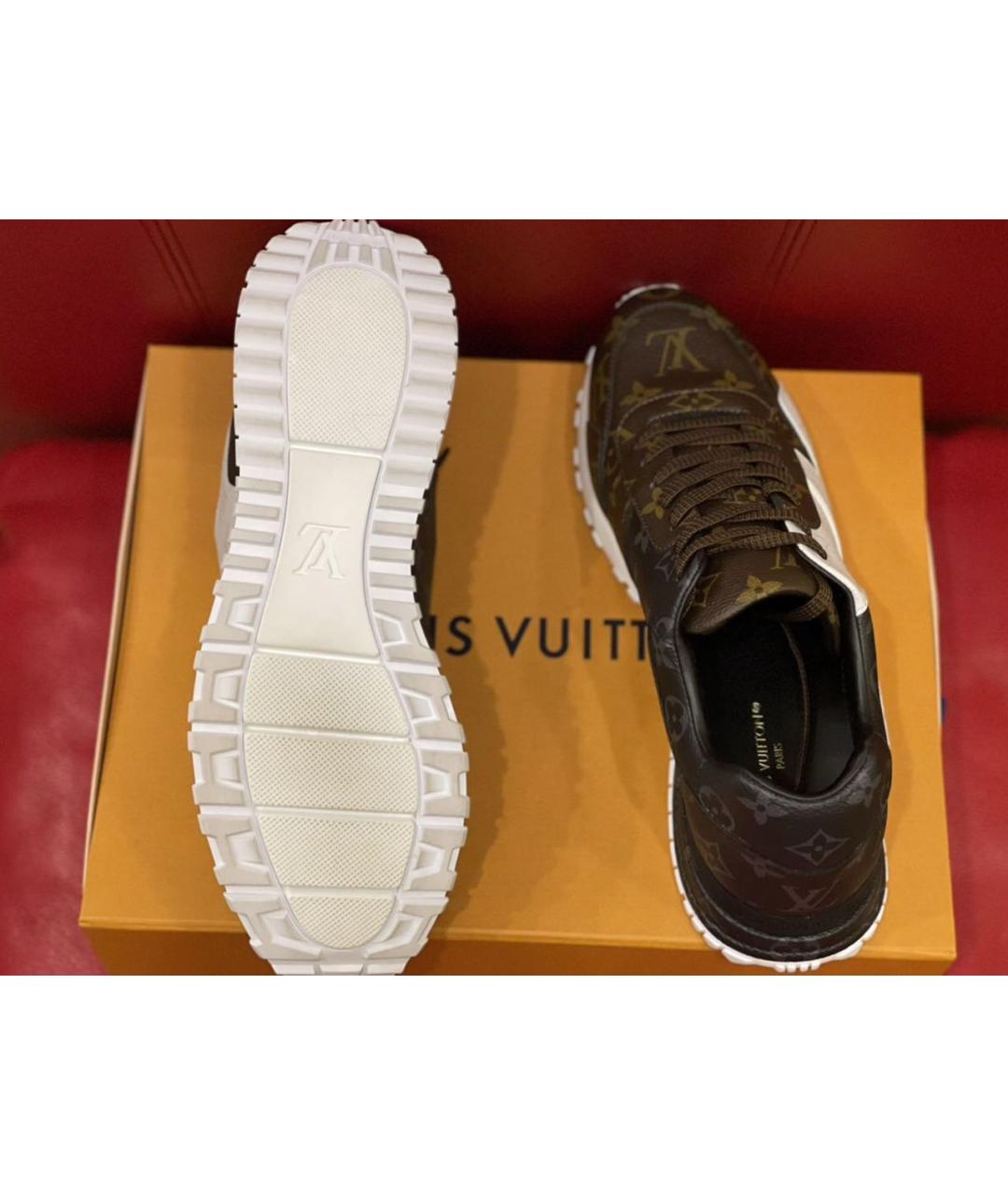 LOUIS VUITTON Коричневые кожаные низкие кроссовки / кеды, фото 5