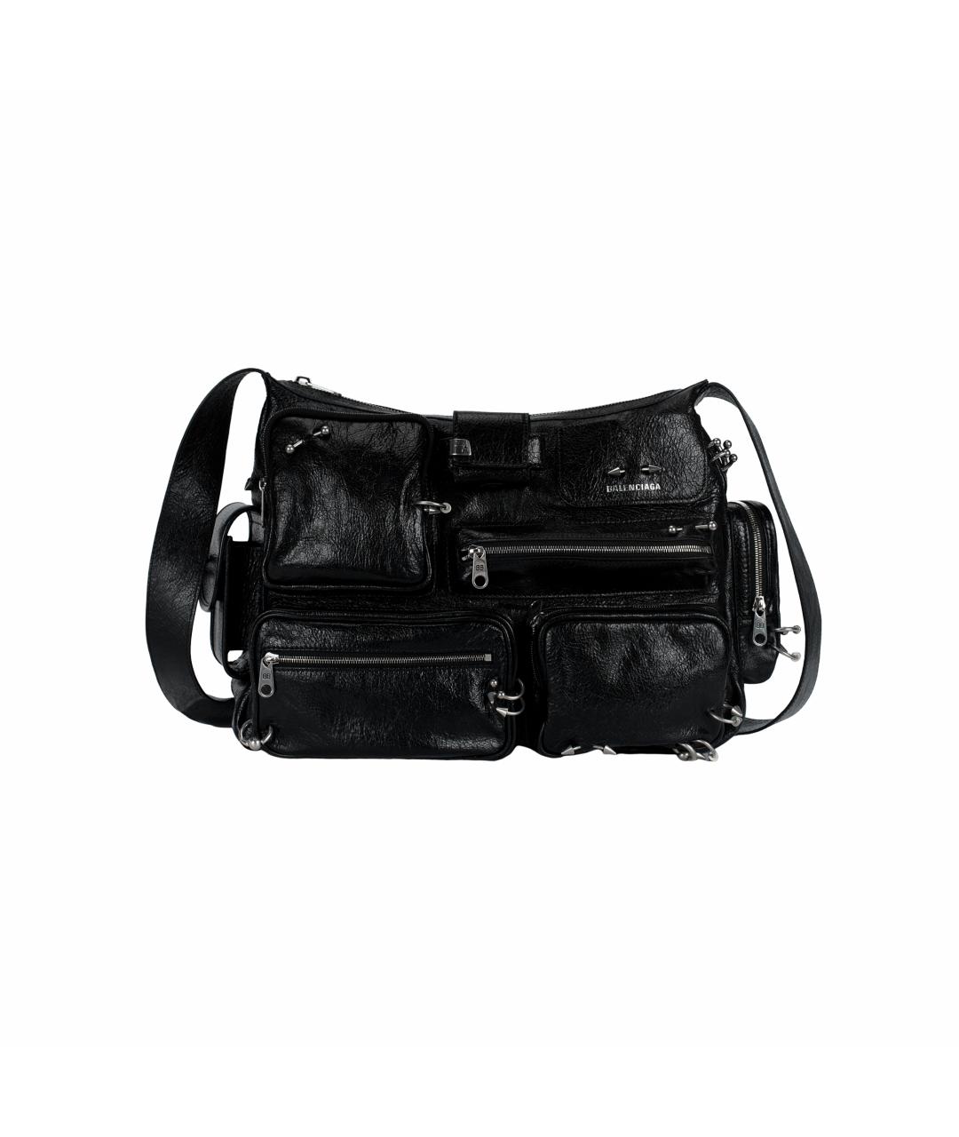 BALENCIAGA Черная кожаная сумка на плечо, фото 1