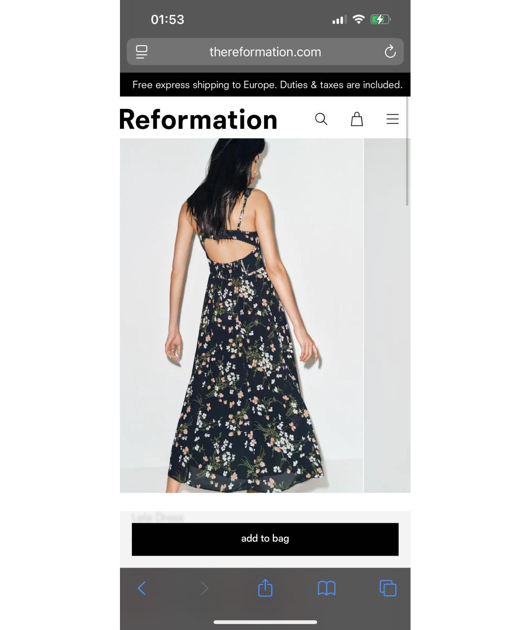 REFORMATION Черное вискозное повседневное платье, фото 3