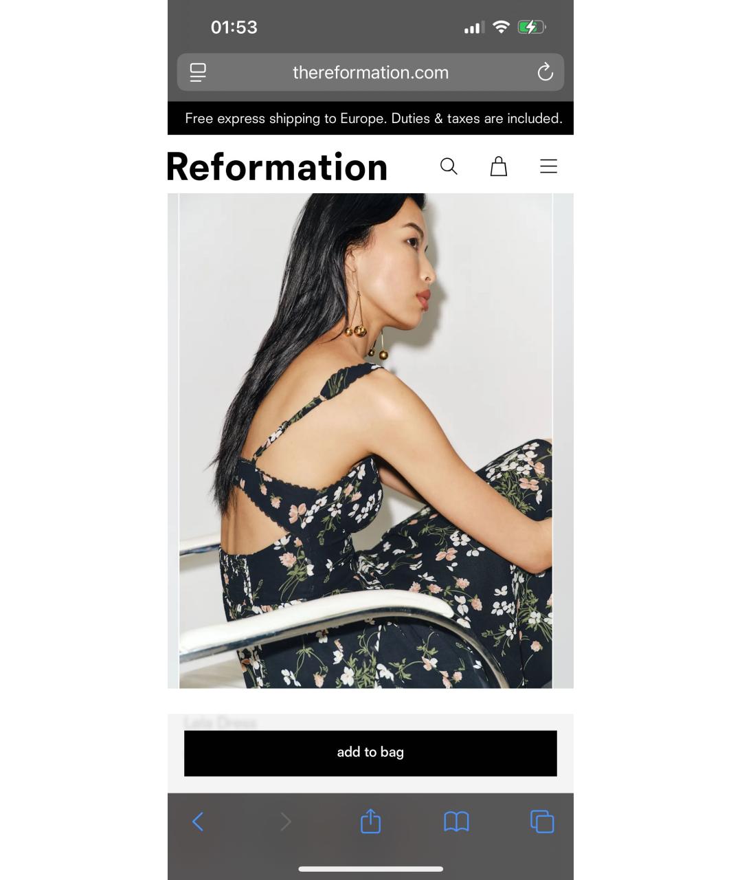 REFORMATION Черное вискозное повседневное платье, фото 4