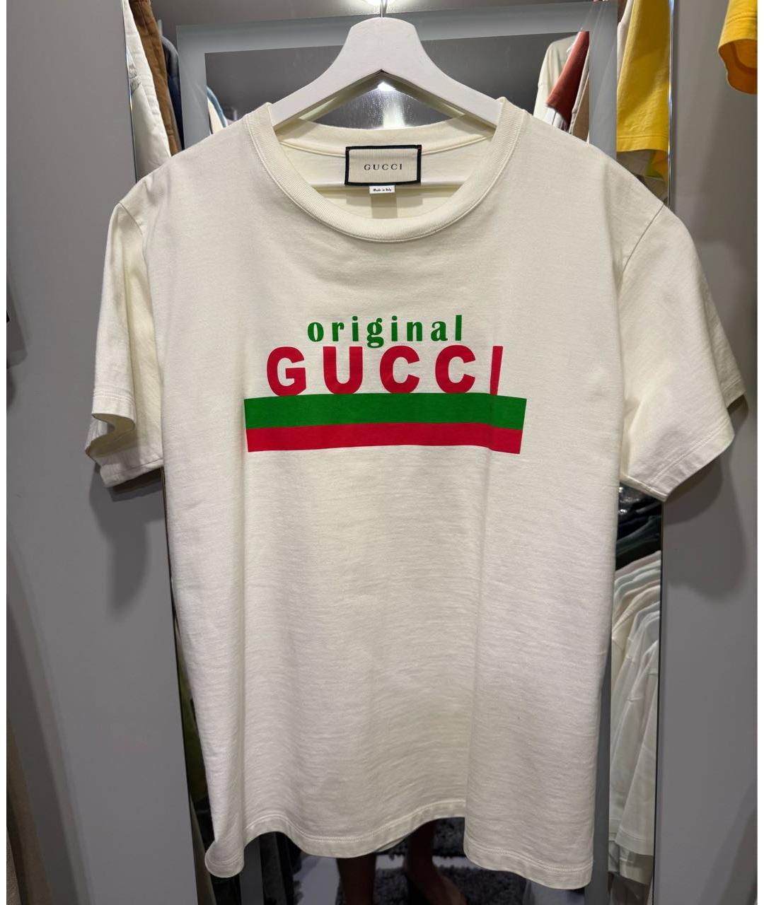 GUCCI Бежевая хлопковая футболка, фото 4