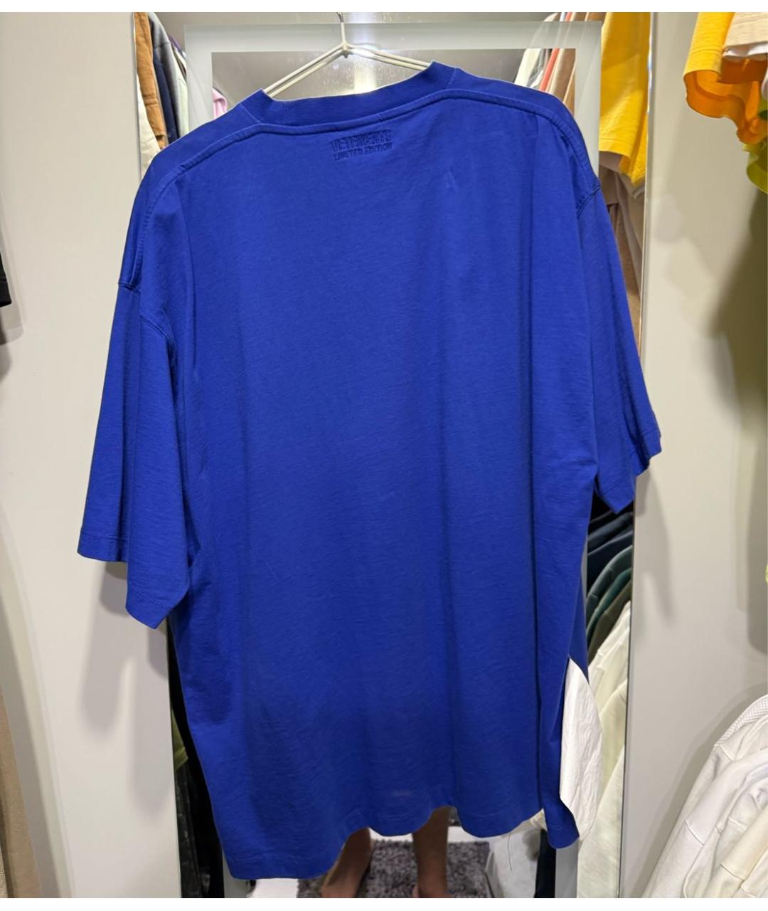 VETEMENTS Синяя хлопковая футболка, фото 2