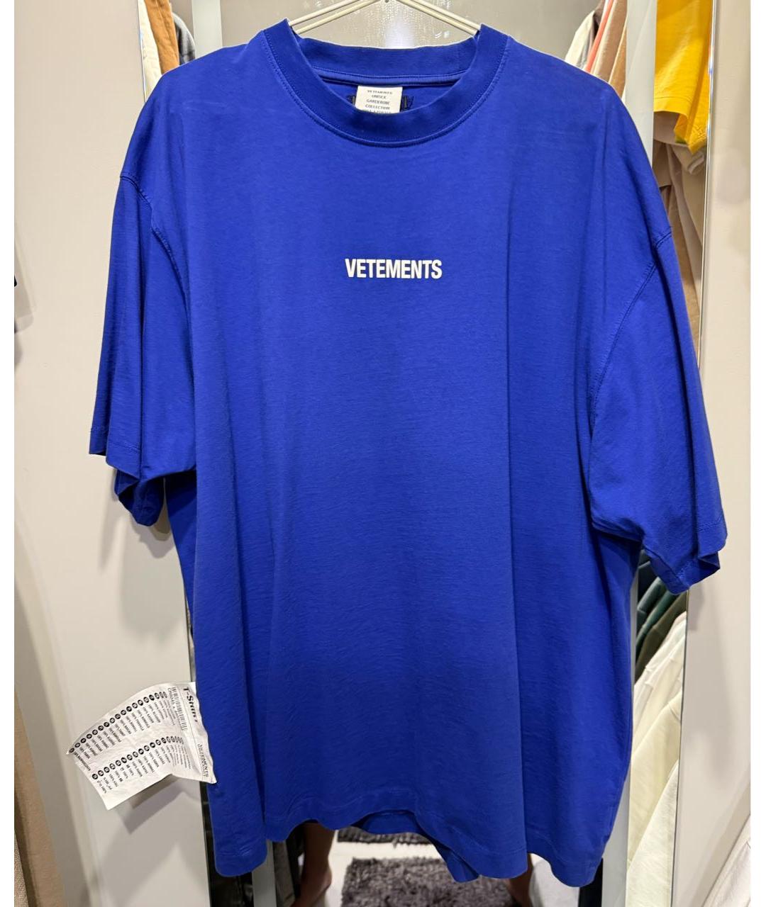 VETEMENTS Синяя хлопковая футболка, фото 5