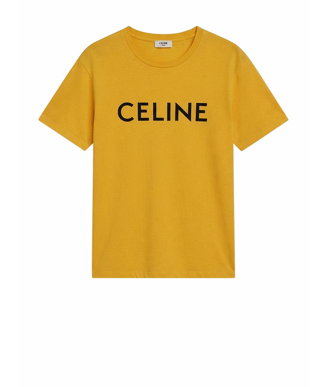 CELINE Желтая хлопковая футболка, фото 1
