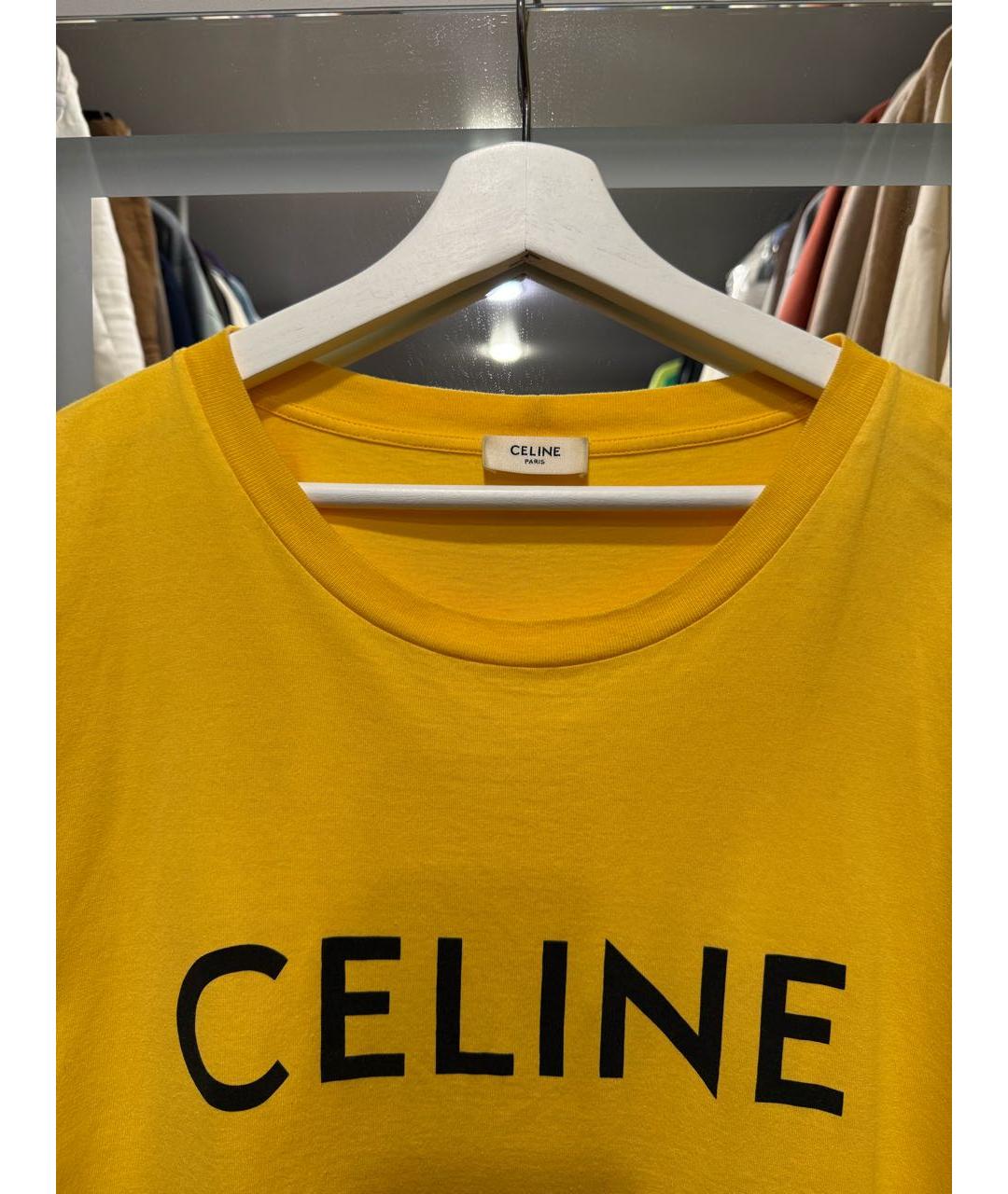 CELINE Желтая хлопковая футболка, фото 3