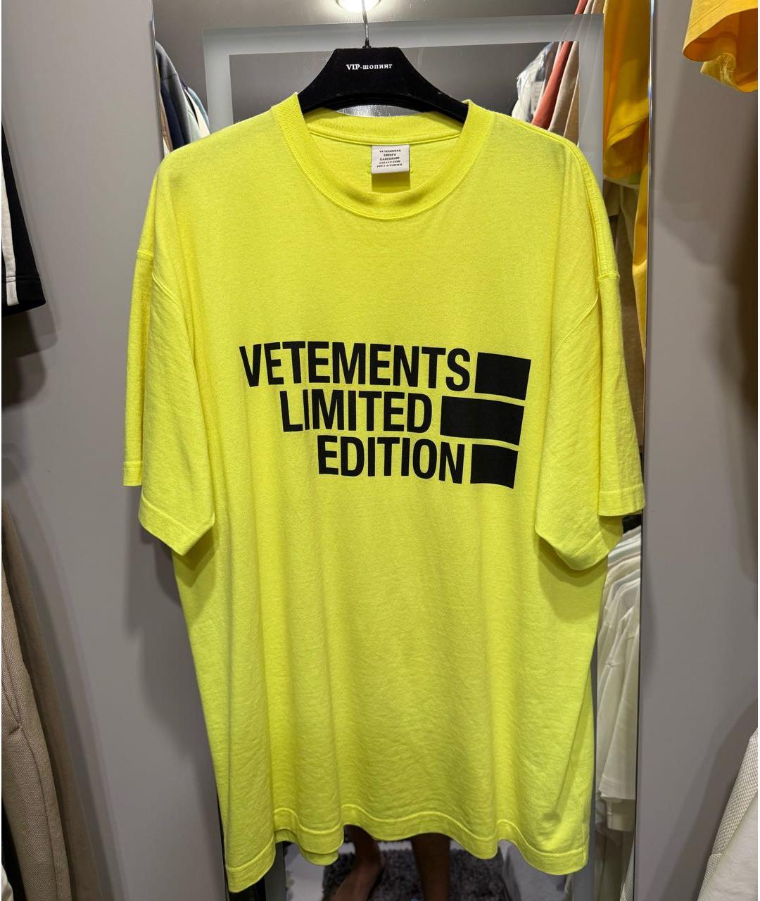 VETEMENTS Желтая хлопковая футболка, фото 5