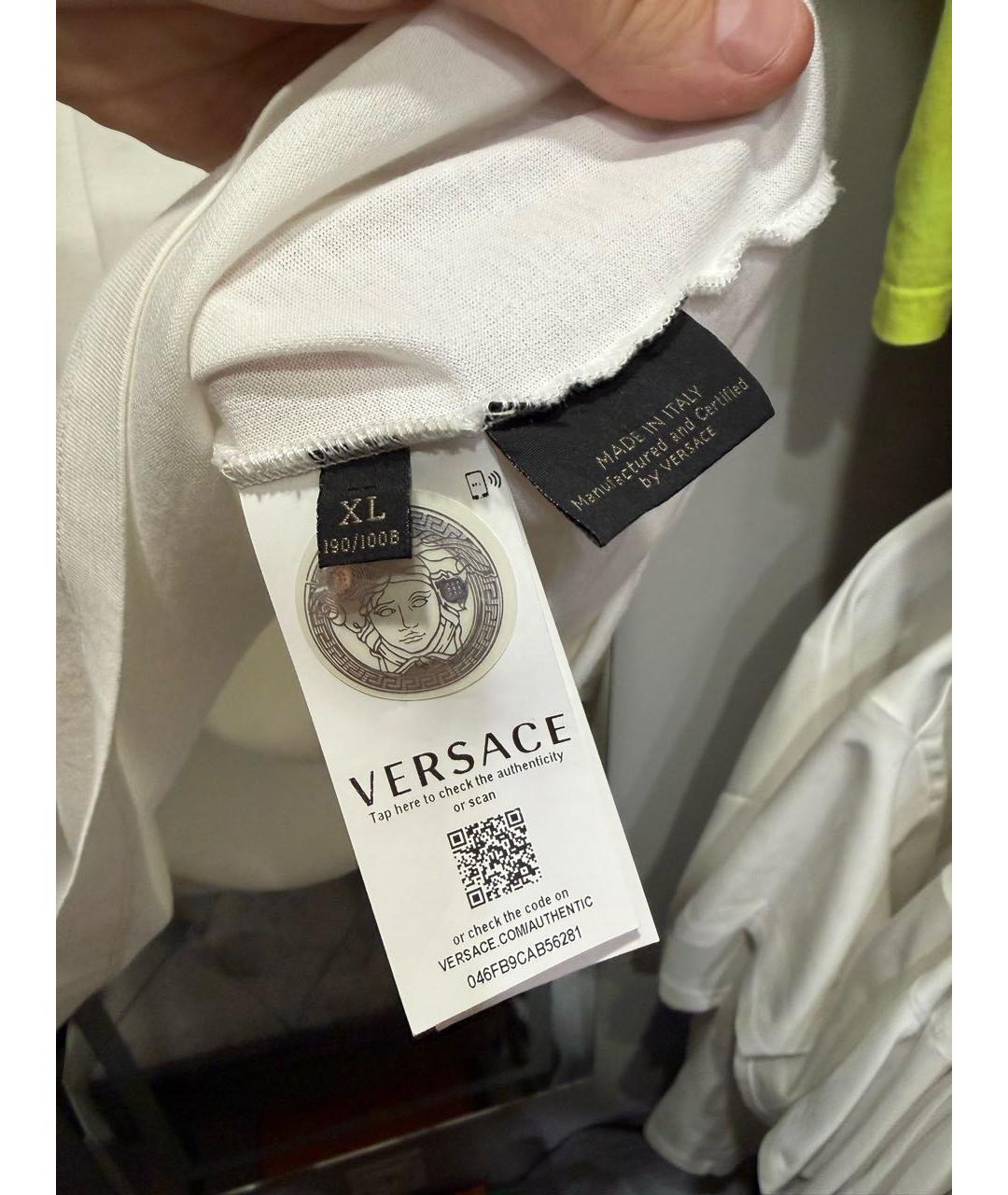 VERSACE Белая хлопковая футболка, фото 4