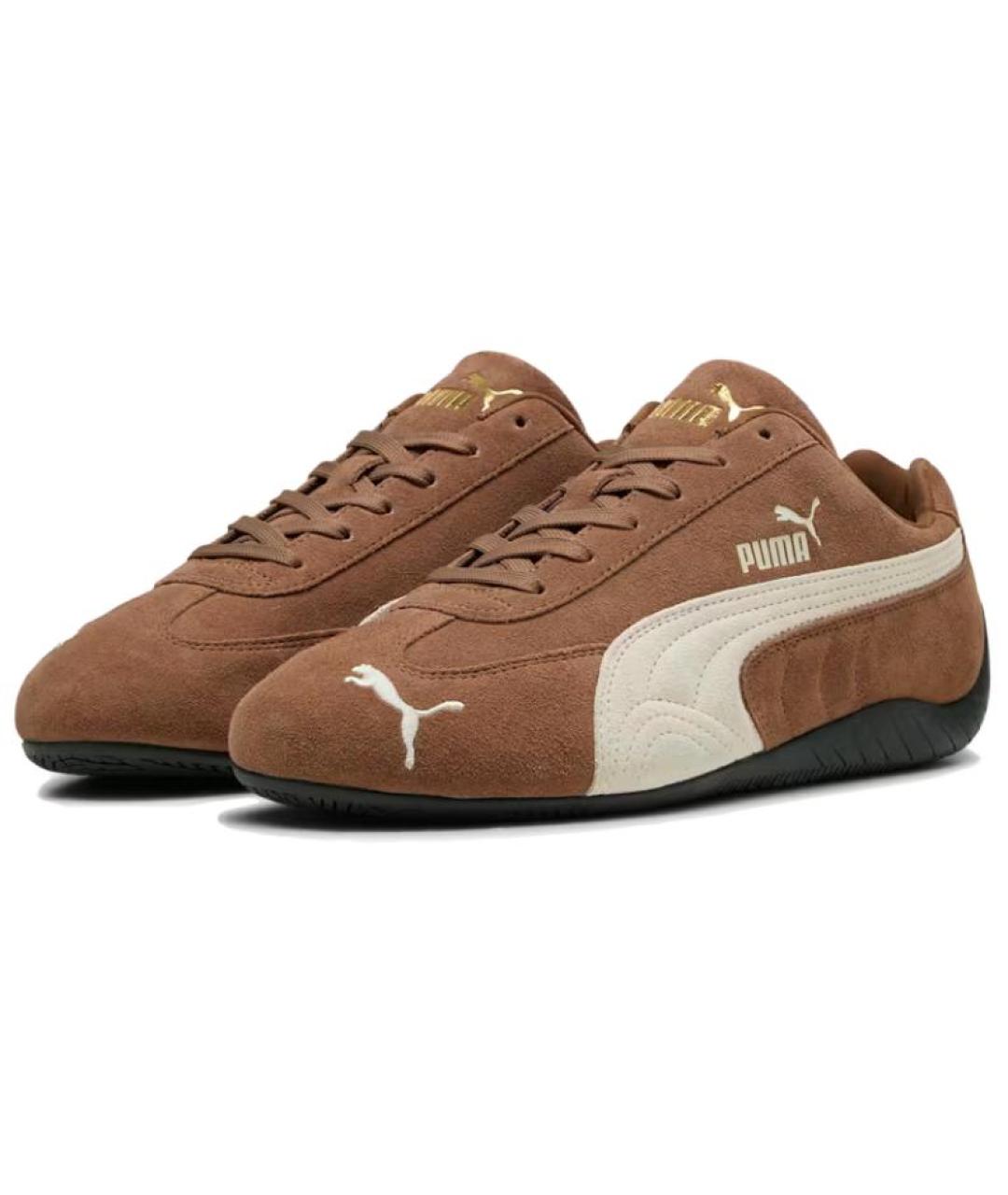 PUMA Коричневые кожаные кроссовки, фото 3