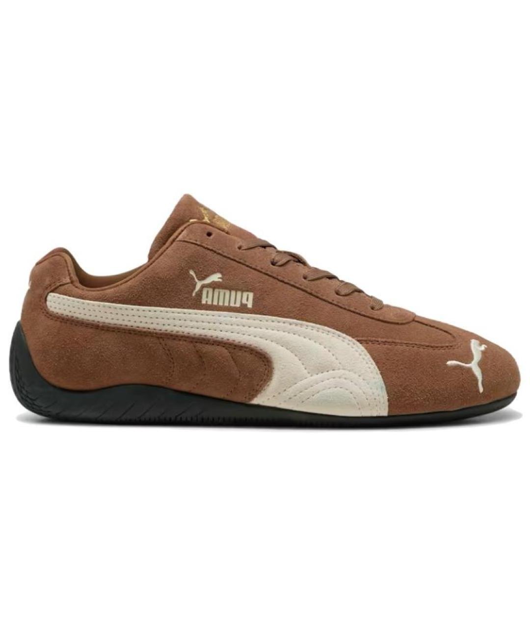PUMA Коричневые кожаные кроссовки, фото 1