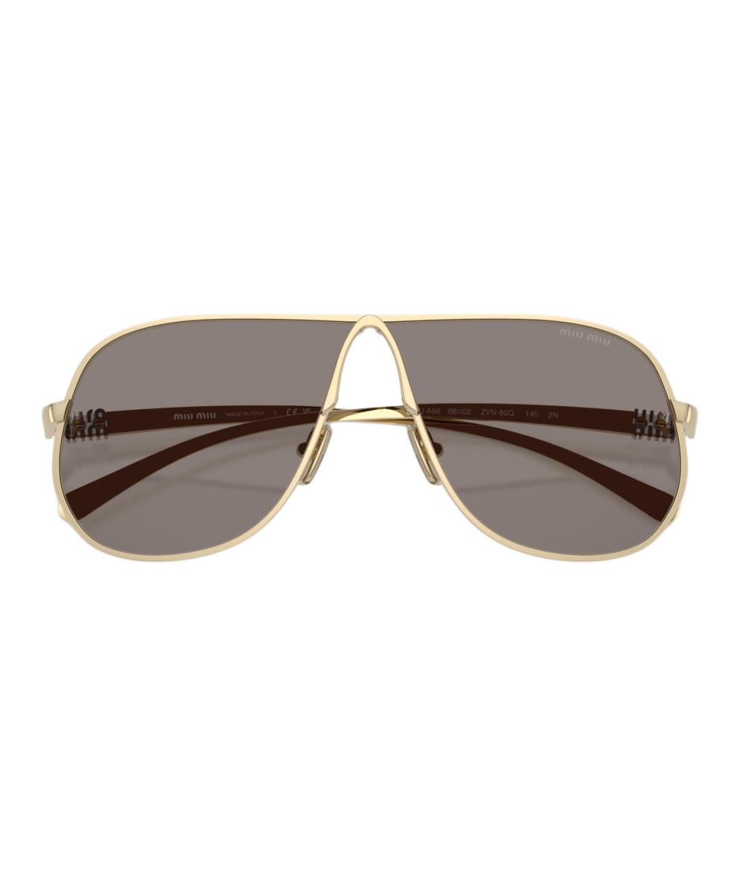 MIU MIU Золотые металлические солнцезащитные очки, фото 5