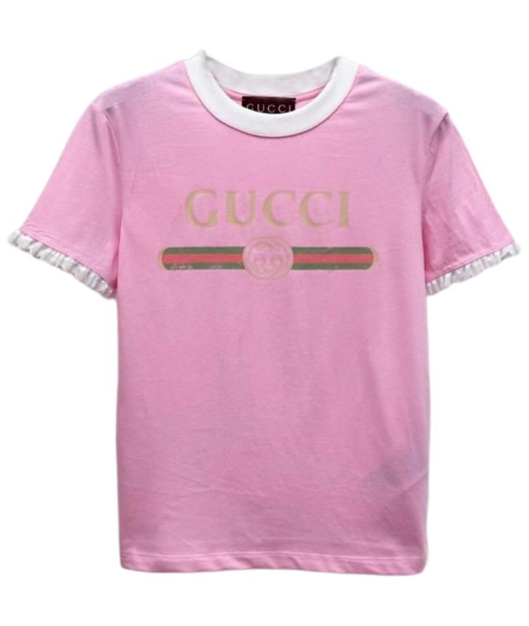 GUCCI Розовая хлопковая футболка, фото 1
