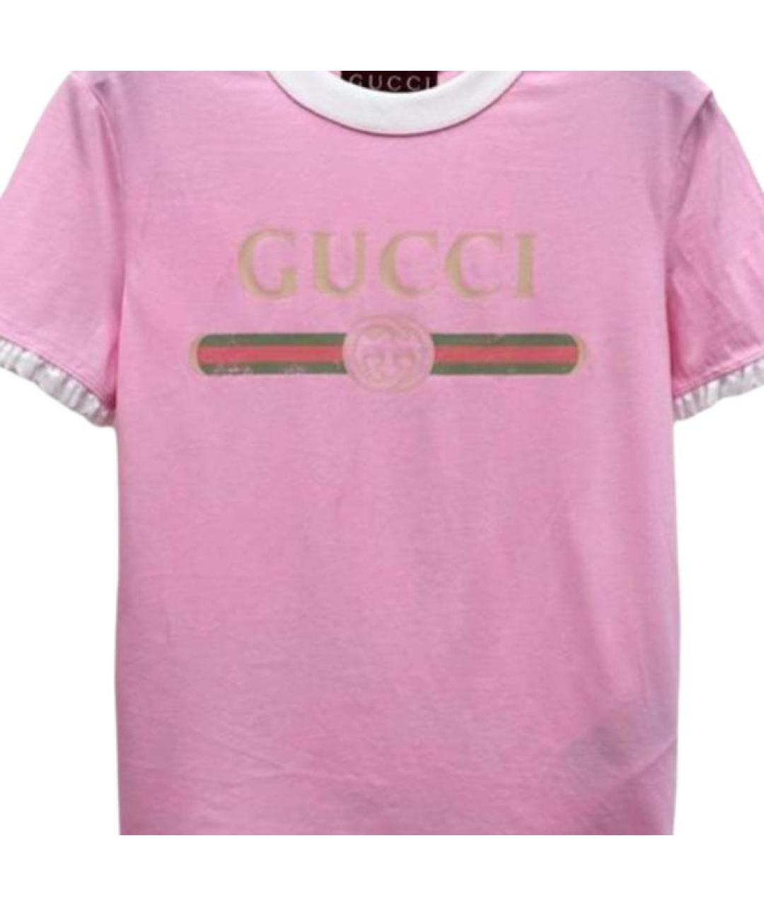 GUCCI Розовая хлопковая футболка, фото 2