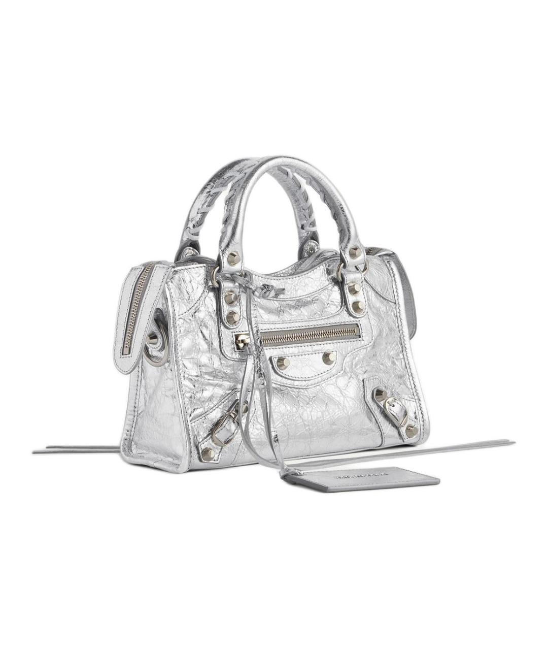 BALENCIAGA Серебряная кожаная сумка через плечо, фото 3