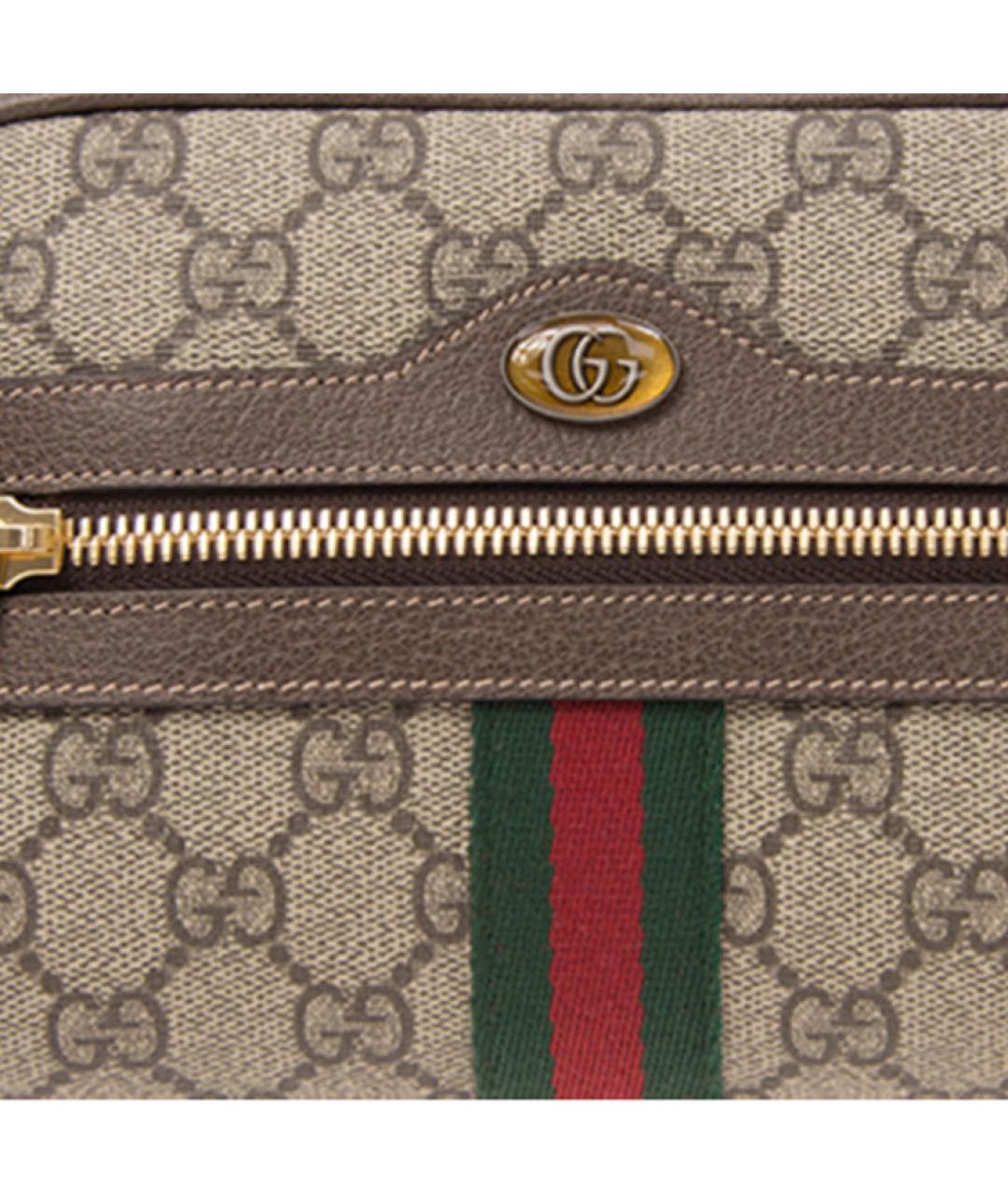 GUCCI Коричневая канва поясная сумка, фото 5