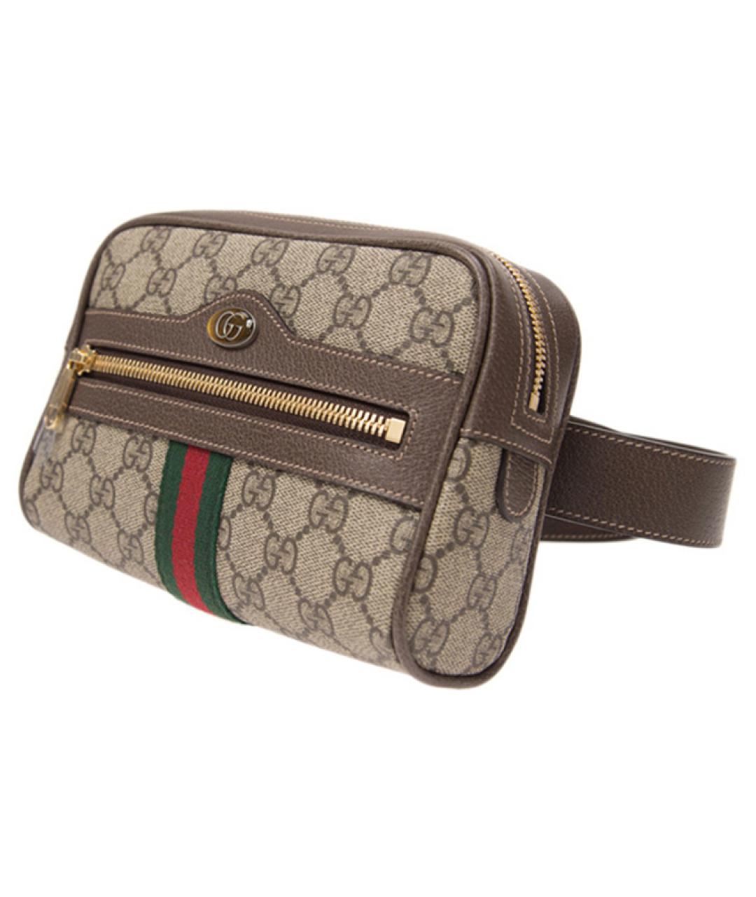 GUCCI Коричневая канва поясная сумка, фото 3