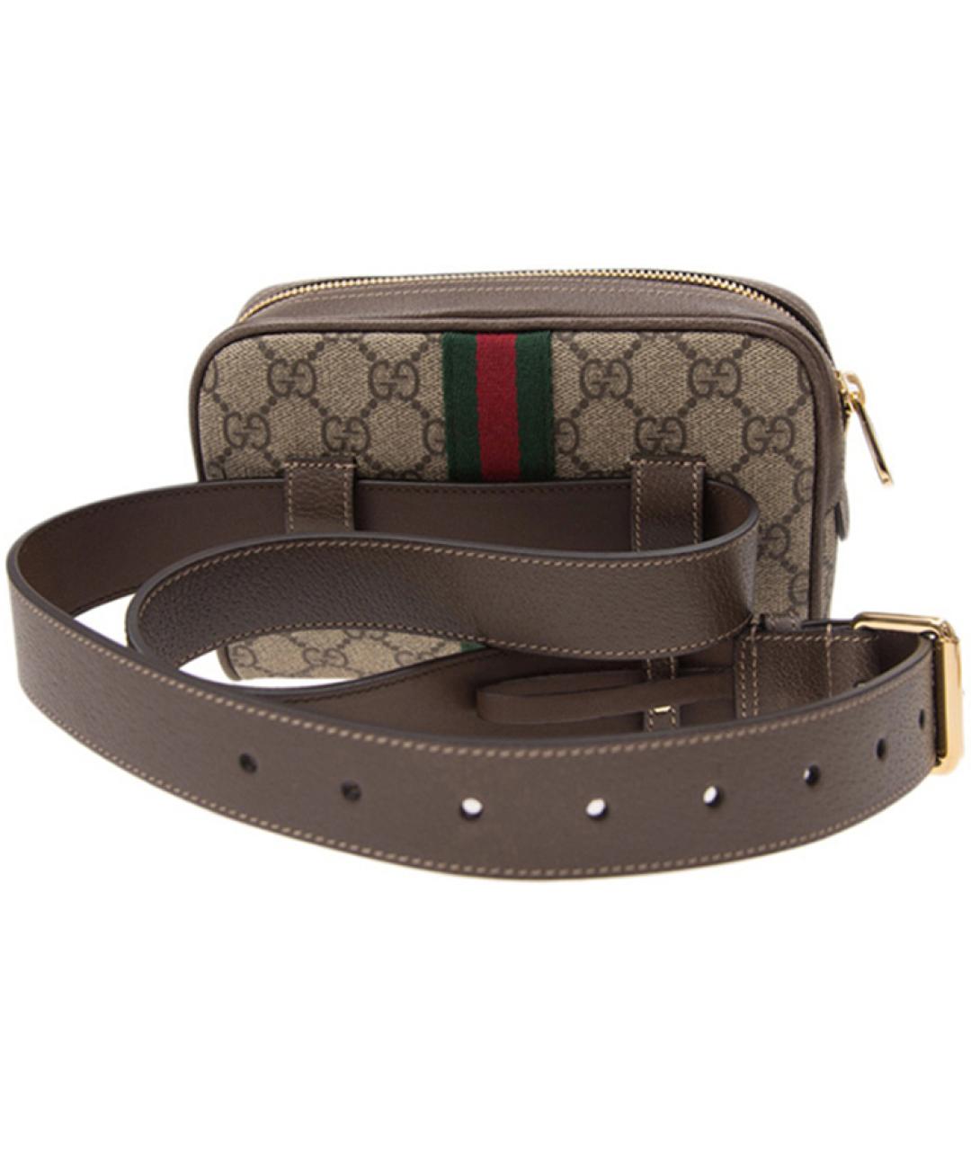 GUCCI Коричневая канва поясная сумка, фото 2