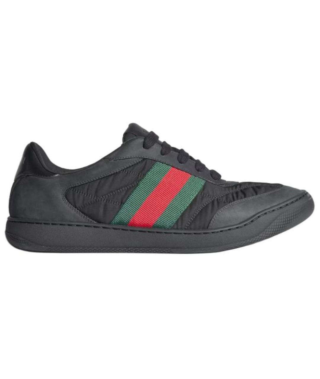 GUCCI Черные кожаные низкие кроссовки / кеды, фото 1